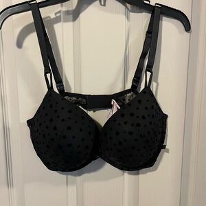 Victoria's Secret Black Polka Dot Bra , push-up 38D/D85